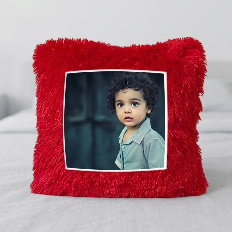 Customised Red Square Photo Pillow for Love